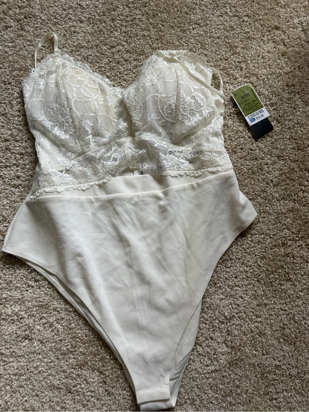 Lace Bustier Bodysuit in Ivory